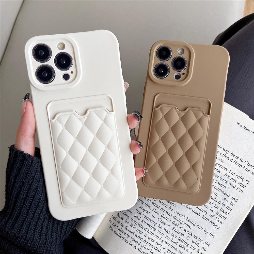 Fashion Women Luxury Pattern Wallet Case For iPhone 14 11 12 13 Pro Max Soft Silicone Card Holder Cover Silicone Case With Card Holder Compatible with iPhone