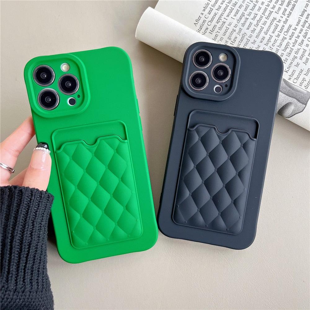 Fashion Women Luxury Pattern Wallet Case For iPhone 14 11 12 13 Pro Max Soft Silicone Card Holder Cover Silicone Case With Card Holder Compatible with iPhone