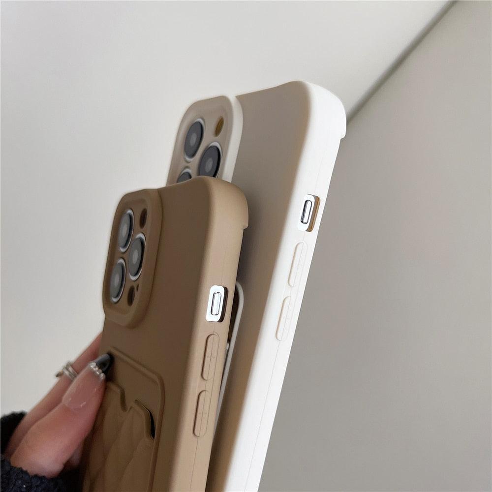 Fashion Women Luxury Pattern Wallet Case For iPhone 14 11 12 13 Pro Max Soft Silicone Card Holder Cover Silicone Case With Card Holder Compatible with iPhone