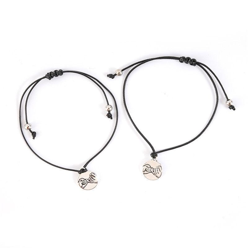 Fashion Women Pinky Promise Couple Bracelet Pinky Swear Friendship Pinky Promise Charm Best Friend Distance Matching Friendship Bracelets Gift For Friend Mother Couple Family Women Teen Girls