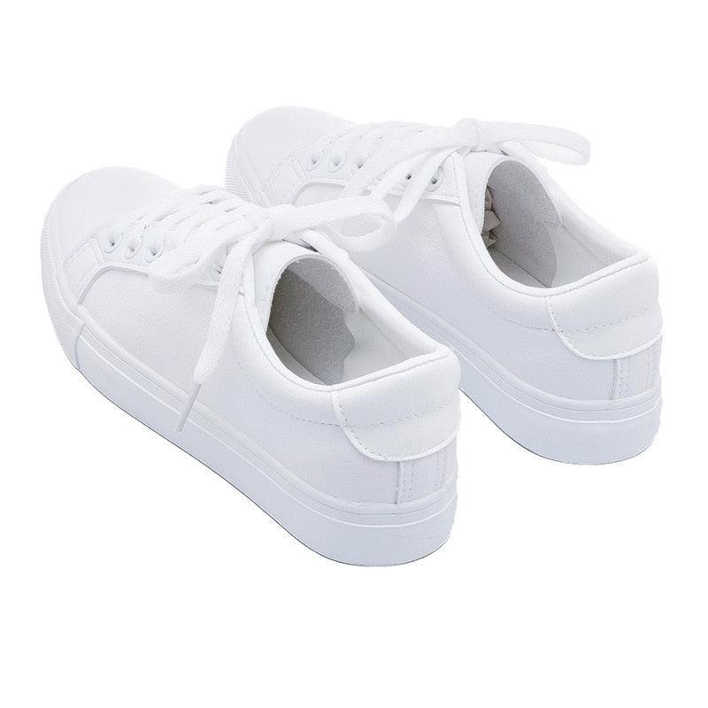 Fashion  Women's Vulcanize White Shoes Spring New Casual Classic Leather Women Casual White Sneakers Casual Sports Flat Low Top Sneaker Lace-up Classic Shoes