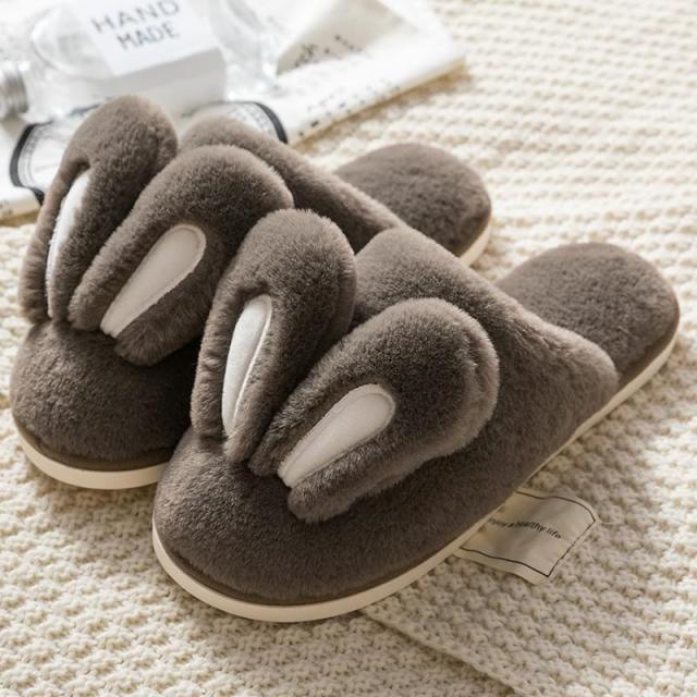 Fashion Women Slippers Winter Warm Fur Shoes Men Couples Cute Rabbit Ears Soft Sole Home Indoor Plush Winter Warm Memory Foam Cotton Home Slippers Soft Plush Fleece Slip On House Slippers