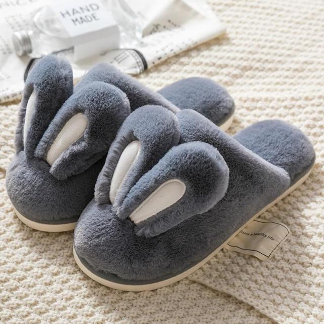 Fashion Women Slippers Winter Warm Fur Shoes Men Couples Cute Rabbit Ears Soft Sole Home Indoor Plush Winter Warm Memory Foam Cotton Home Slippers Soft Plush Fleece Slip On House Slippers