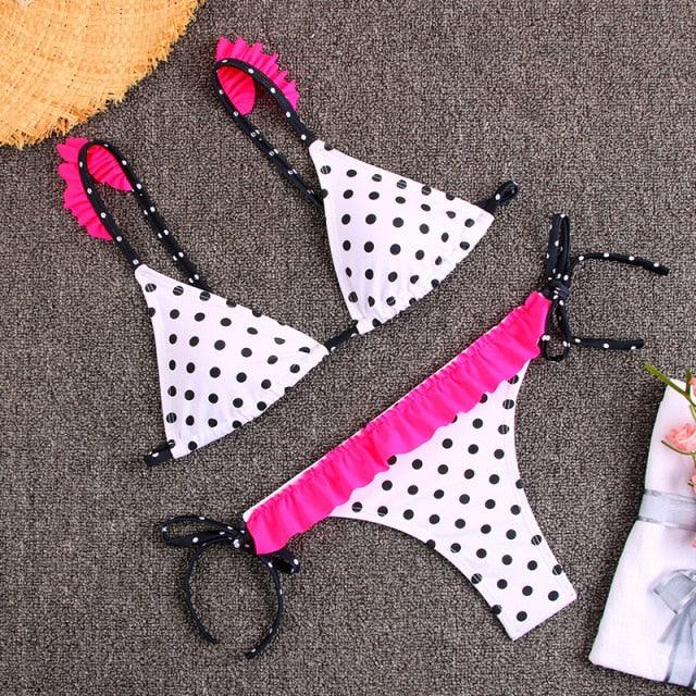 Fashion Women Swimsuit Swimwear Women Two Piece Swimsuit Swimwear Halter String Triangle Bikini Sets Women Two Piece Bathing Suit Bikinis Beachwear Beach Swimwear