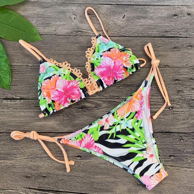 Fashion Women Swimsuit Swimwear Women Two Piece Swimsuit Swimwear Halter String Triangle Bikini Sets Women Two Piece Bathing Suit Bikinis Beachwear Beach Swimwear