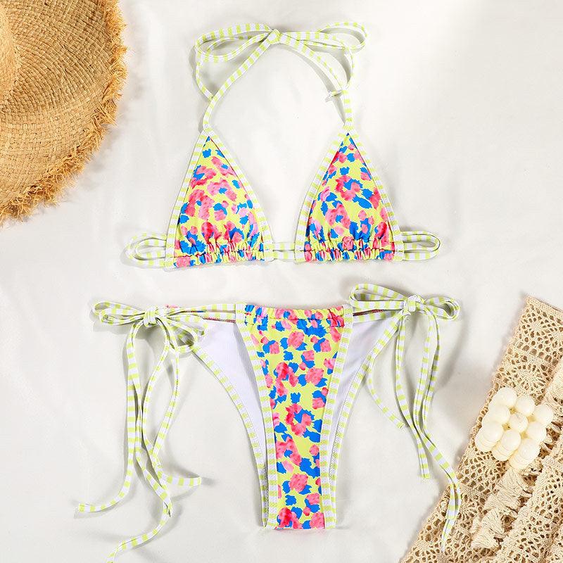 Fashion Women Swimsuit Swimwear Women Two Piece Swimsuit Swimwear Halter String Triangle Bikini Sets Women Two Piece Bathing Suit Bikinis Beachwear Beach Swimwear