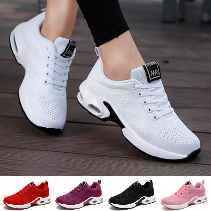 Fashion Womens Sneakers Air Cushion Soft Bottom Running Shoes Outdoor Mesh Breathable Tennis Shoes Comfortable Women Casual Shoes Trainers Running Shoes