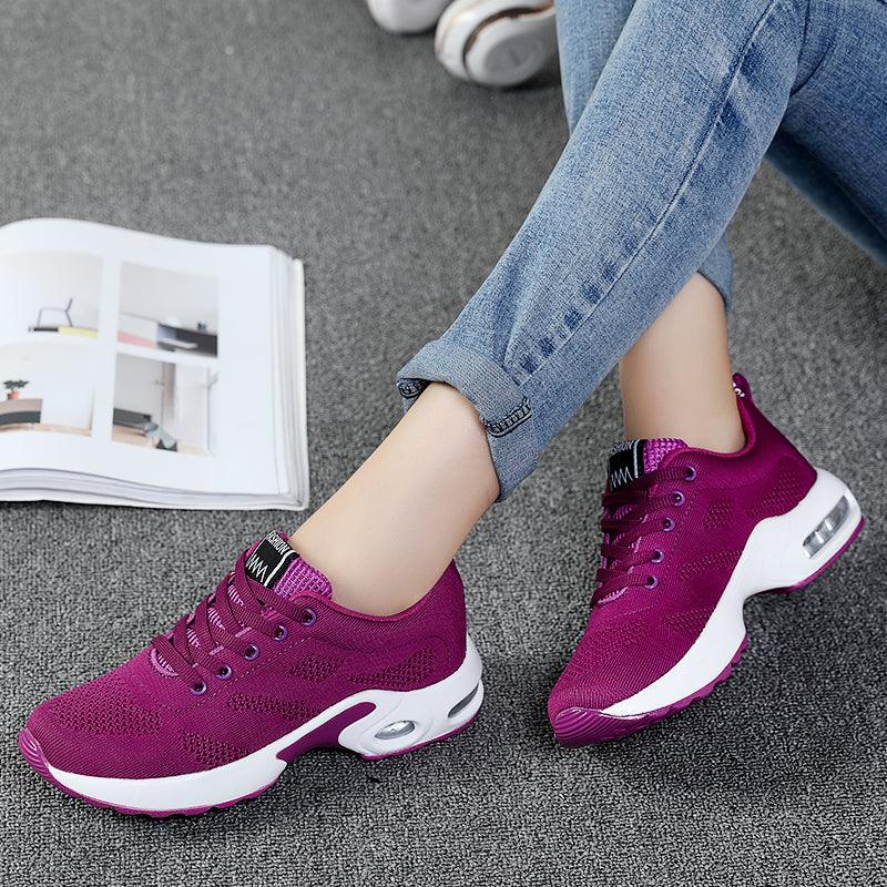 Fashion Womens Sneakers Air Cushion Soft Bottom Running Shoes Outdoor Mesh Breathable Tennis Shoes Comfortable Women Casual Shoes Trainers Running Shoes