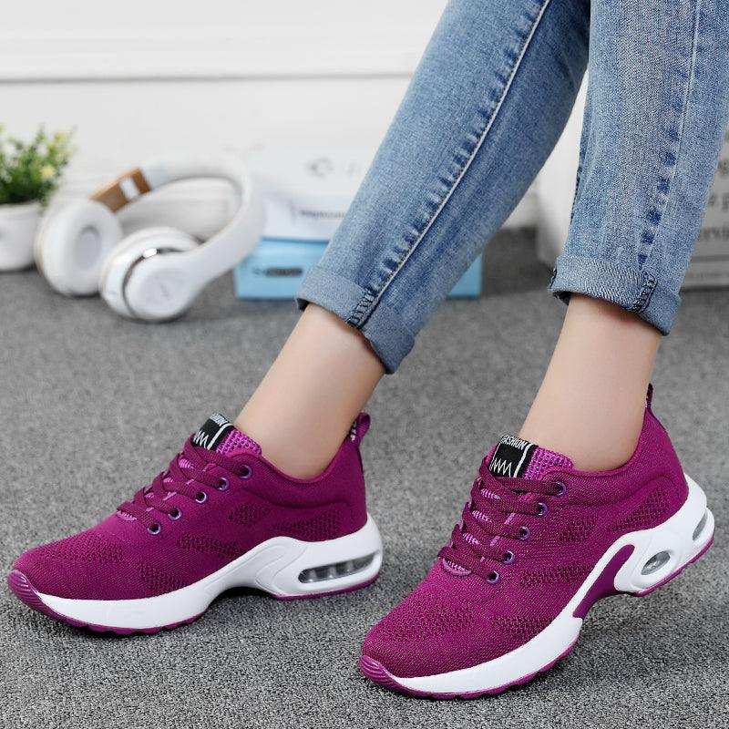 Fashion Womens Sneakers Air Cushion Soft Bottom Running Shoes Outdoor Mesh Breathable Tennis Shoes Comfortable Women Casual Shoes Trainers Running Shoes