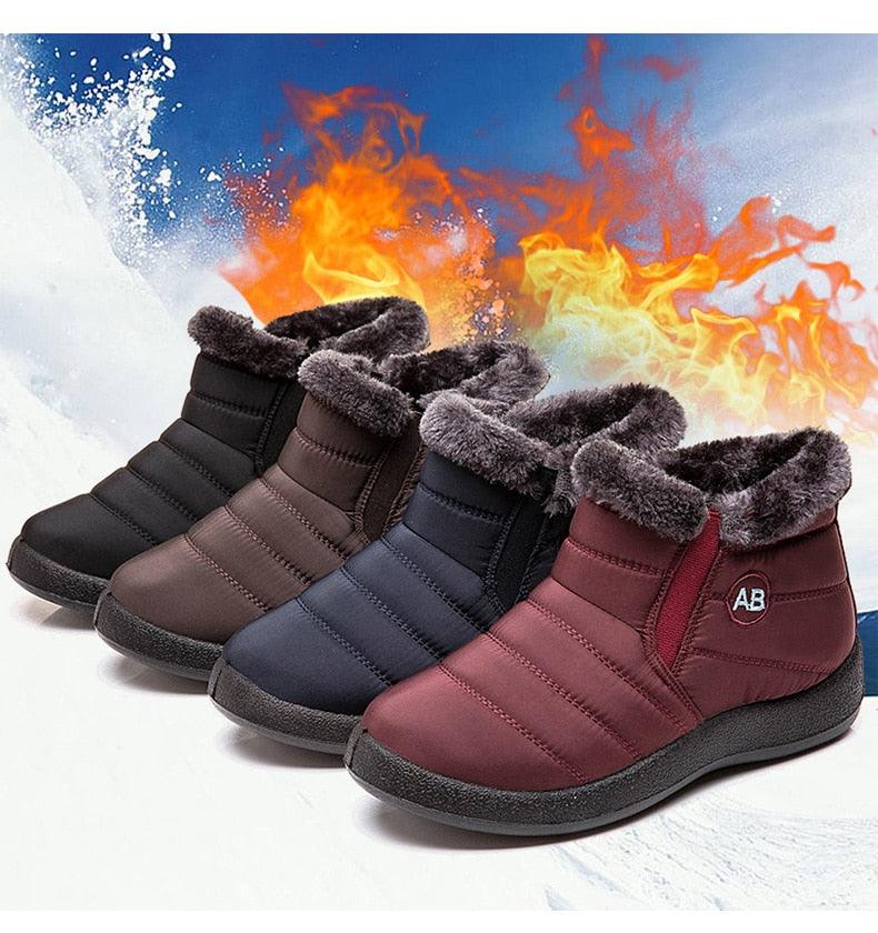 Fashion Womens Waterproof Boots Snow Boots For Winter Casual Lightweight Ankle Warm Winter Boots Fur Lined Warm Ankle Boots Slip On Waterproof Outdoor Booties Comfortable Shoes For Women