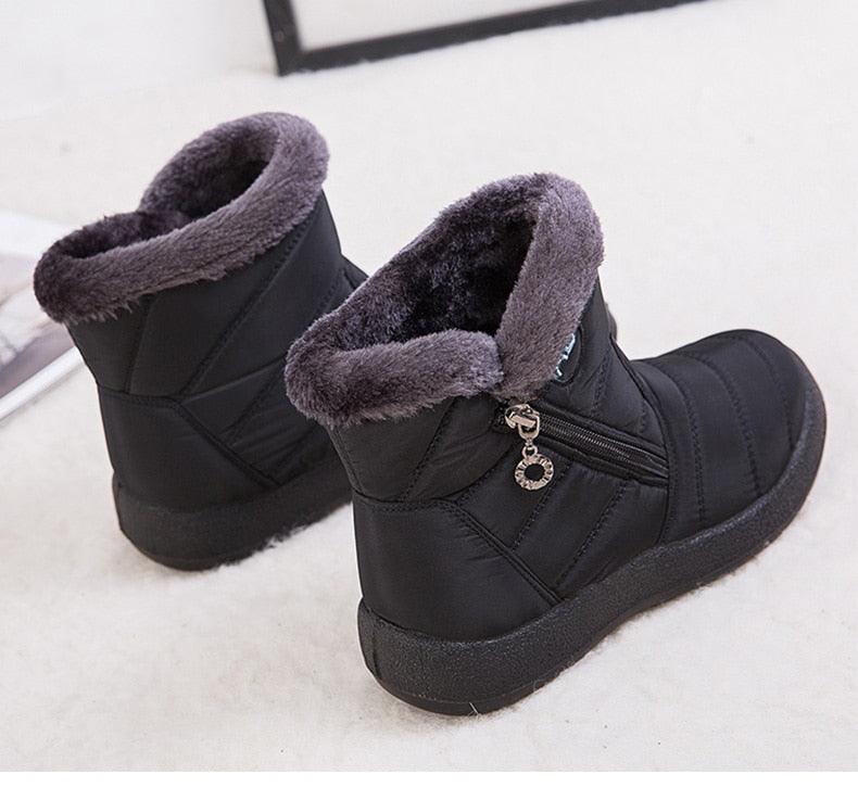 Fashion Womens Waterproof Boots Snow Boots For Winter Casual Lightweight Ankle Warm Winter Boots Fur Lined Warm Ankle Boots Slip On Waterproof Outdoor Booties Comfortable Shoes For Women