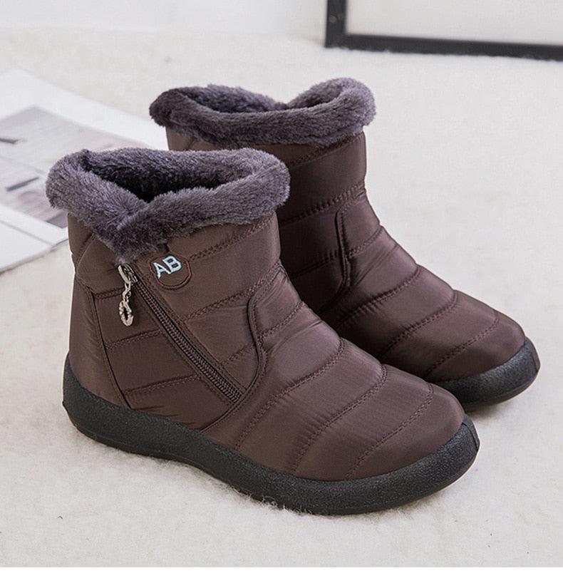 Fashion Womens Waterproof Boots Snow Boots For Winter Casual Lightweight Ankle Warm Winter Boots Fur Lined Warm Ankle Boots Slip On Waterproof Outdoor Booties Comfortable Shoes For Women