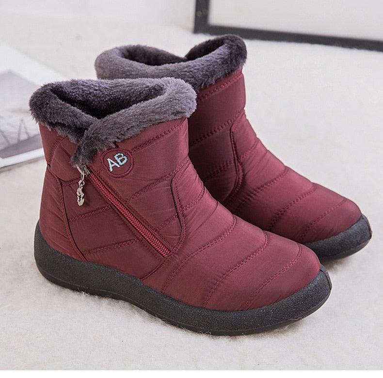 Fashion Womens Waterproof Boots Snow Boots For Winter Casual Lightweight Ankle Warm Winter Boots Fur Lined Warm Ankle Boots Slip On Waterproof Outdoor Booties Comfortable Shoes For Women