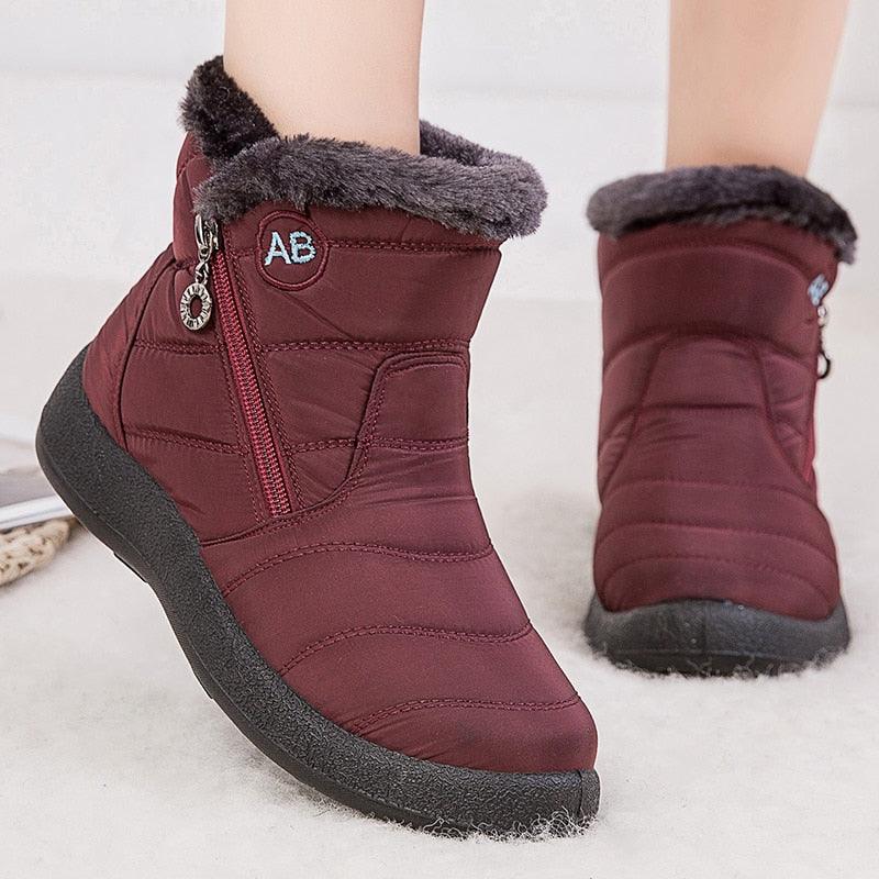 Fashion Womens Waterproof Boots Snow Boots For Winter Casual Lightweight Ankle Warm Winter Boots Fur Lined Warm Ankle Boots Slip On Waterproof Outdoor Booties Comfortable Shoes For Women