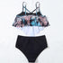 Fashionable And Stylish Design Women Leaf Print Soft Comfortable Suitable High Waist Swimsuit Bikini Women's Suits Two Pieces Top High Waist Bottom Two Piece Sets Beach Swimwear