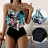 Fashionable And Stylish Design Women Leaf Print Soft Comfortable Suitable High Waist Swimsuit Bikini Women's Suits Two Pieces Top High Waist Bottom Two Piece Sets Beach Swimwear