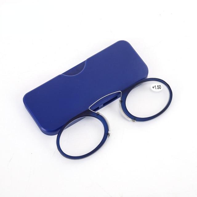 Fashionable Design Stick On Phone Mini Clip Nose Bridge Reading Glasses With Mini Folding Case Reading Men Ultralight Glasses Lightweight Frames Eyewear