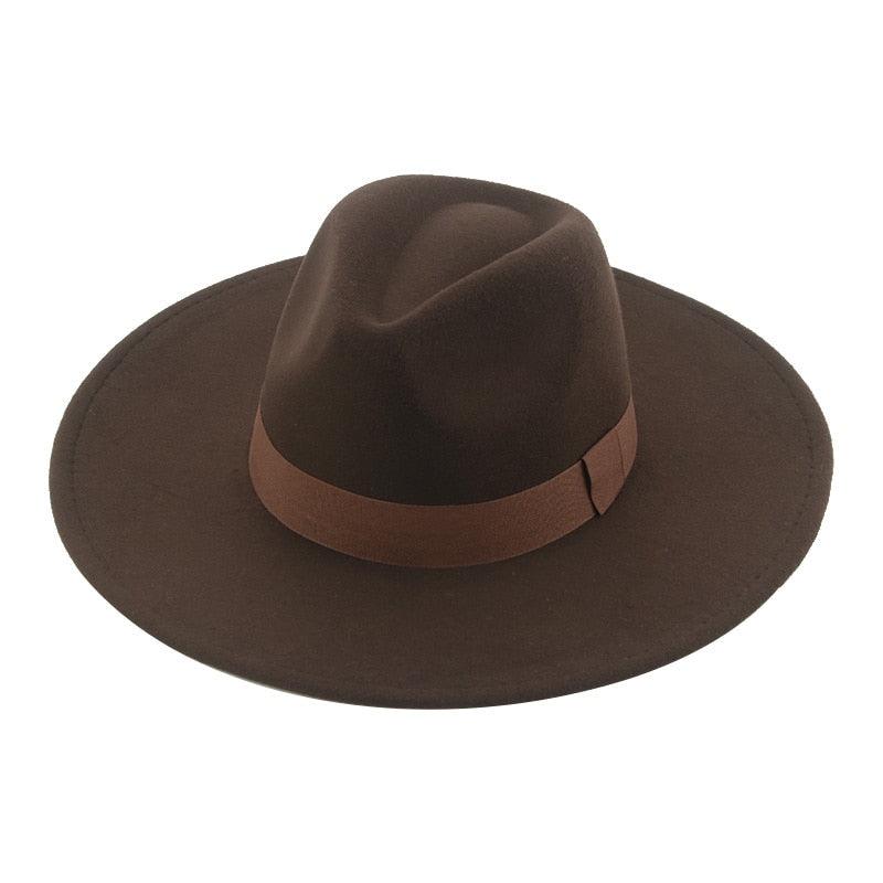 Fashionable Fedora Hats Women New Wide Brim Dress Caps  Women's Fedora Hats Elegant Wide Brim Fedora Hat  Wedding Men Hat Warm Retro Style Belt 56-58cm