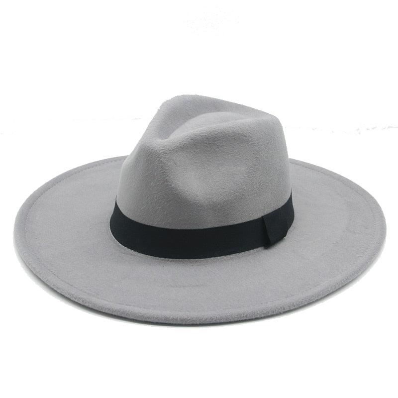 Fashionable Fedora Hats Women New Wide Brim Dress Caps  Women's Fedora Hats Elegant Wide Brim Fedora Hat  Wedding Men Hat Warm Retro Style Belt 56-58cm