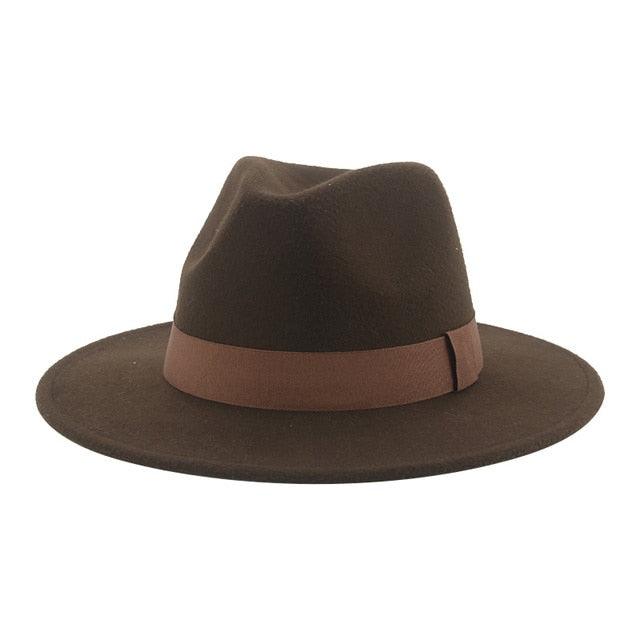 Fashionable Fedora Hats Women New Wide Brim Dress Caps  Women's Fedora Hats Elegant Wide Brim Fedora Hat  Wedding Men Hat Warm Retro Style Belt 56-58cm