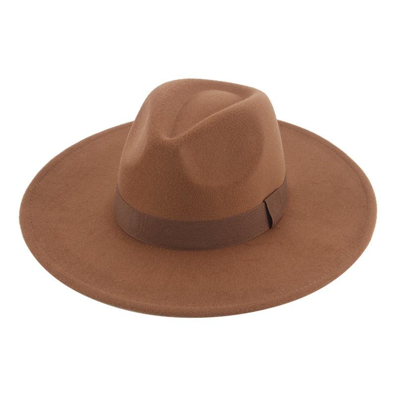 Fashionable Fedora Hats Women New Wide Brim Dress Caps  Women's Fedora Hats Elegant Wide Brim Fedora Hat  Wedding Men Hat Warm Retro Style Belt 56-58cm