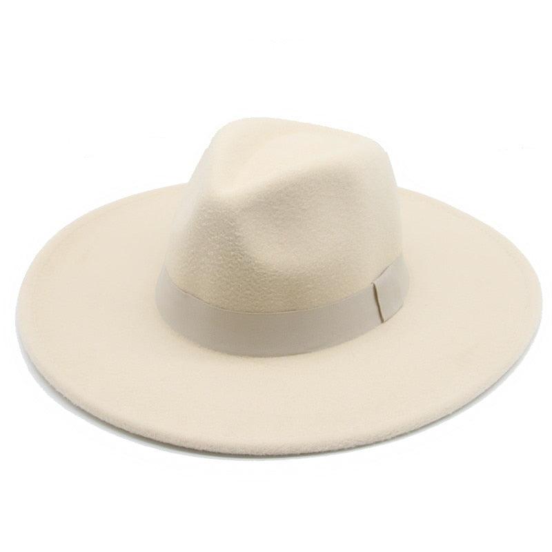 Fashionable Fedora Hats Women New Wide Brim Dress Caps  Women's Fedora Hats Elegant Wide Brim Fedora Hat  Wedding Men Hat Warm Retro Style Belt 56-58cm