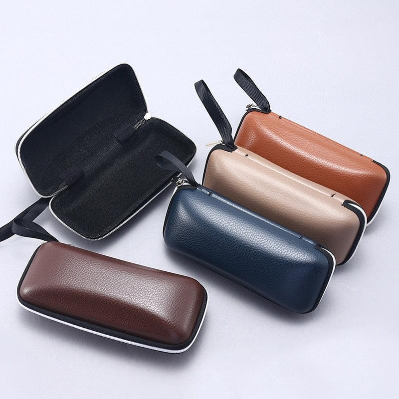 Fashionable Men And Women Sunglasses Storage Bag With Lanyard Zipper Glasses Case Hard Glasses Cloth Bag Unisex PU Shockproof Protective Travel Eyeglasses Carry Case Glasses Storage Holder