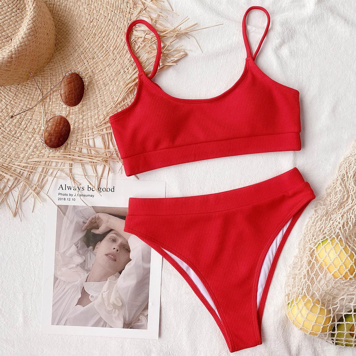 Female Push Up Swimsuit Modern Swimwear For Women Bikinis High Waist Bikini Set Solid Bikini 2 Piece Swimsuit Bathing Suits Women Bathing Suit High Waist Bikini Set Sport Wear Swimming Suit Bikini