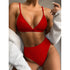 Female Swimsuit High Waist Bikini Women High Waist Swimsuits Triangle Bathing Suit V Neck Two Piece Bikini Sets Women Swimwear Two-pieces Bikini Set Ribbed Bather Bathing Suit Swim