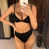 Female Swimsuit High Waist Bikini Women High Waist Swimsuits Triangle Bathing Suit V Neck Two Piece Bikini Sets Women Swimwear Two-pieces Bikini Set Ribbed Bather Bathing Suit Swim