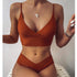 Female Swimsuit Women String Triangle Top Bikini Bottom Printed Push Up Swimsuit Bikini Sets Two Piece Split Button Beachwear Bathing Suit High Waist Bathing Suit High Cut