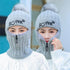 Female Winter Knitted Hats Add Fur Lined Warm Winter Hats For Women With Zipper Keep Face Warmer Balaclava Pompoms Cap Fleece Balaclava Gorgas Bonnet Knitted Hat Windproof Ski Mask Cold Weather Face Mask Motorcycle Balaclava Hood Warmer Winter Sports Cap