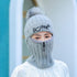 Female Winter Knitted Hats Add Fur Lined Warm Winter Hats For Women With Zipper Keep Face Warmer Balaclava Pompoms Cap Fleece Balaclava Gorgas Bonnet Knitted Hat Windproof Ski Mask Cold Weather Face Mask Motorcycle Balaclava Hood Warmer Winter Sports Cap