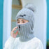 Female Winter Knitted Hats Add Fur Lined Warm Winter Hats For Women With Zipper Keep Face Warmer Balaclava Pompoms Cap Fleece Balaclava Gorgas Bonnet Knitted Hat Windproof Ski Mask Cold Weather Face Mask Motorcycle Balaclava Hood Warmer Winter Sports Cap