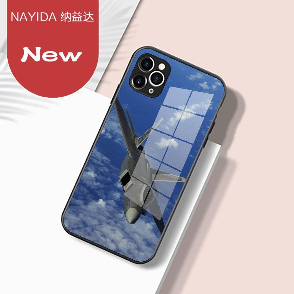 Fighter Propeller Plane Soft Glass Silicone Case For iPhone 13 12 11 Pro X XS Max XR 8 7 6 Plus SE S Mini Balck Cover Ultra Thin Anti Shockproof TPU Silicone Painted Pattern Scratch Resistant Cover