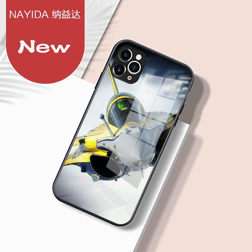 Fighter Propeller Plane Soft Glass Silicone Case For iPhone 13 12 11 Pro X XS Max XR 8 7 6 Plus SE S Mini Balck Cover Ultra Thin Anti Shockproof TPU Silicone Painted Pattern Scratch Resistant Cover