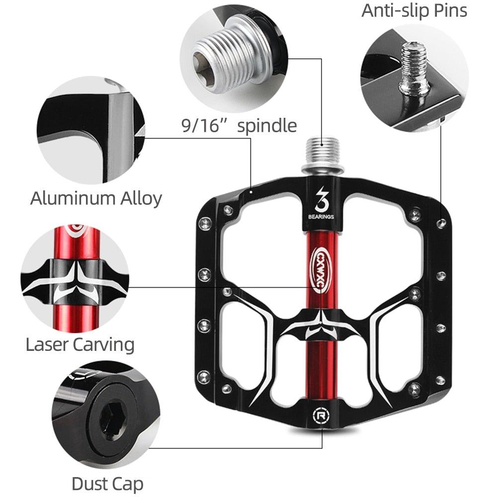 Flat Bike Pedals Road 3 Sealed Bearings Bicycle Pedals Mountain Bike Pedals Wide Platform Accessories Mountain Bike Pedals Aluminum Bicycle Flat Platform Pedals Lightweight Non-Slip Sealed Bearing For Road Mountain