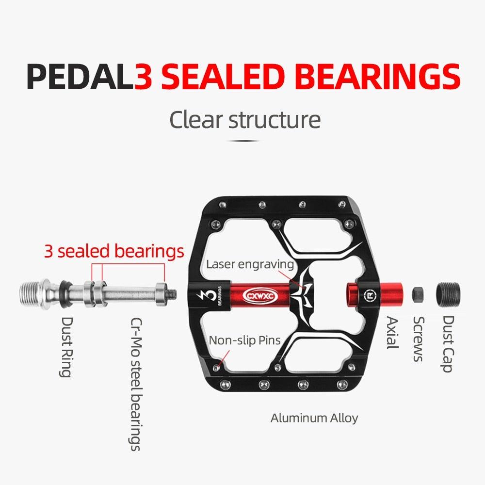 Flat Bike Pedals Road 3 Sealed Bearings Bicycle Pedals Mountain Bike Pedals Wide Platform Accessories Mountain Bike Pedals Aluminum Bicycle Flat Platform Pedals Lightweight Non-Slip Sealed Bearing For Road Mountain