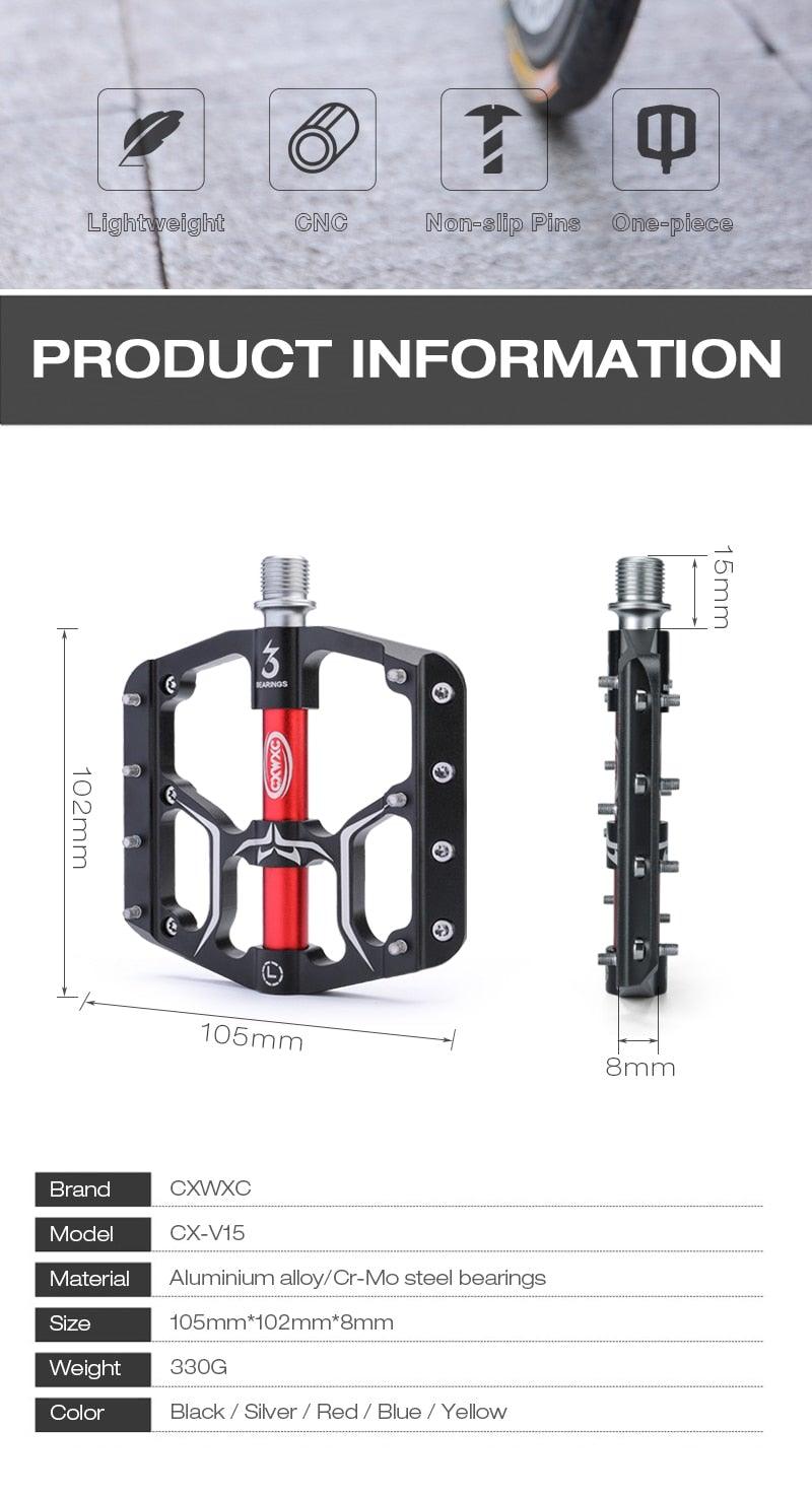 Flat Bike Pedals Road 3 Sealed Bearings Bicycle Pedals Mountain Bike Pedals Wide Platform Accessories Mountain Bike Pedals Pedals Bicycle Flat Pedals Aluminum Sealed Bearing Lightweight Platform For Road Mountain