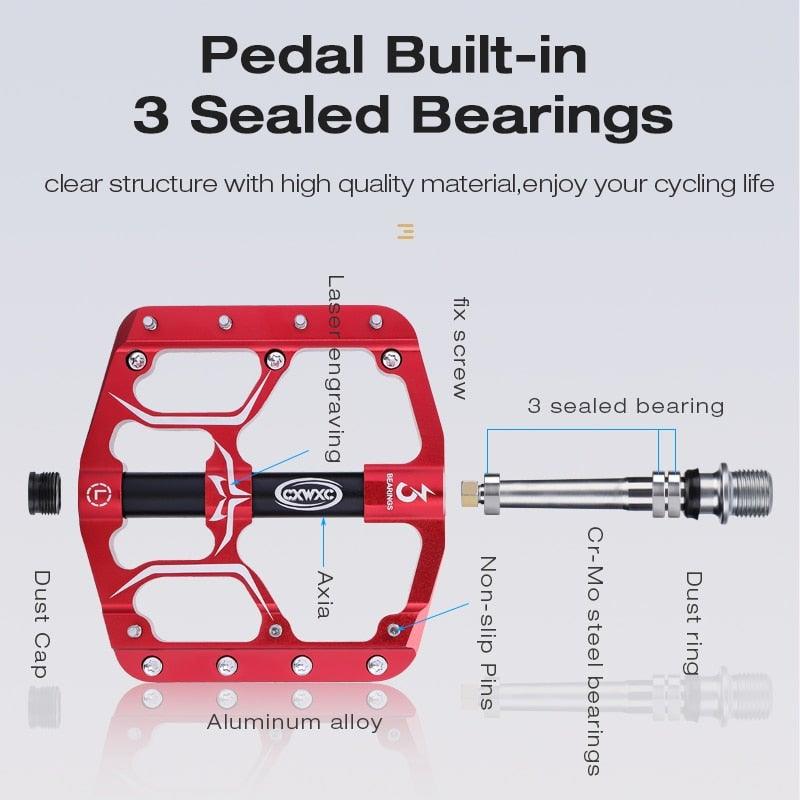 Flat Bike Pedals Road 3 Sealed Bearings Bicycle Pedals Mountain Bike Pedals Wide Platform Accessories Mountain Bike Pedals Pedals Bicycle Flat Pedals Aluminum Sealed Bearing Lightweight Platform For Road Mountain