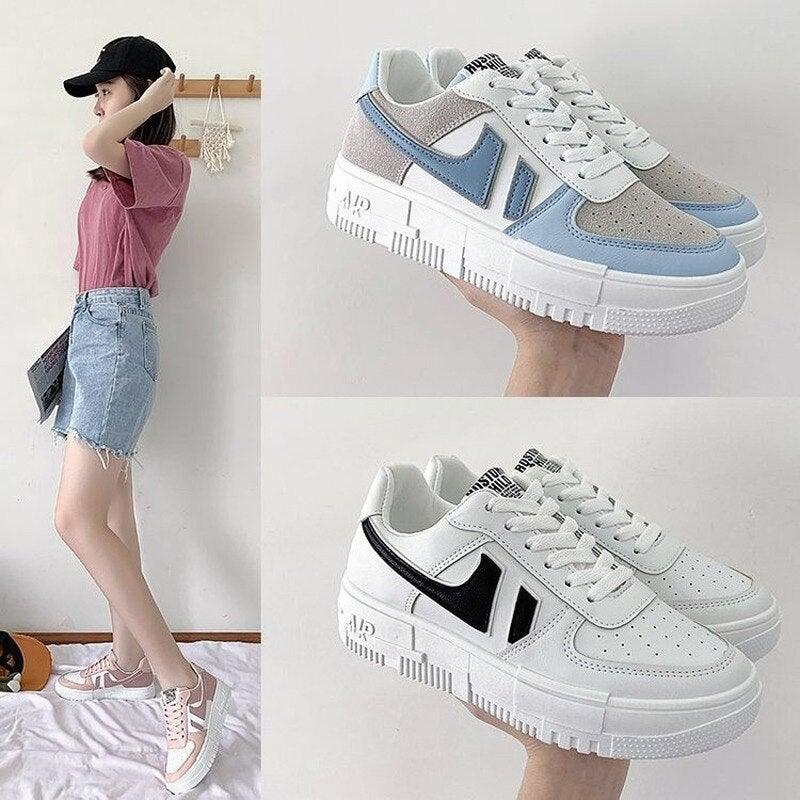 Flats Women's Sneakers  Casual Breathable Female Lace Up Woman Comfort Walking Shoes White Women Breathable Sneakers Casual Sports Flat Low Top Sneaker Lace-up Classic Design