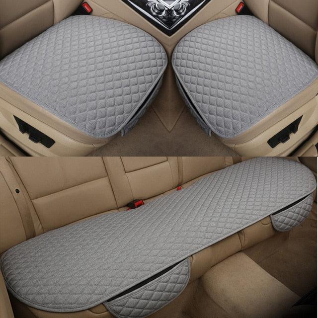 Flax Car Seat Cover Front Rear Linen Fabric Cushion Breathable Protector Mat Pad Universal Auto Interior Styling Truck  Car Seat Cushion Breathable Comfort Universal for Most Vehicles Automotive Interior Seat Protector Without Binding Pad Linen Mat Car In