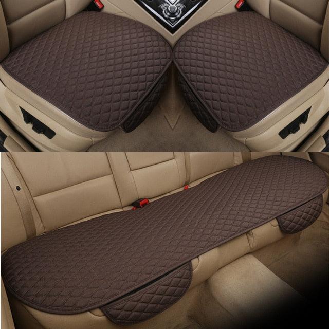 Flax Car Seat Cover Front Rear Linen Fabric Cushion Breathable Protector Mat Pad Universal Auto Interior Styling Truck  Car Seat Cushion Breathable Comfort Universal for Most Vehicles Automotive Interior Seat Protector Without Binding Pad Linen Mat Car In