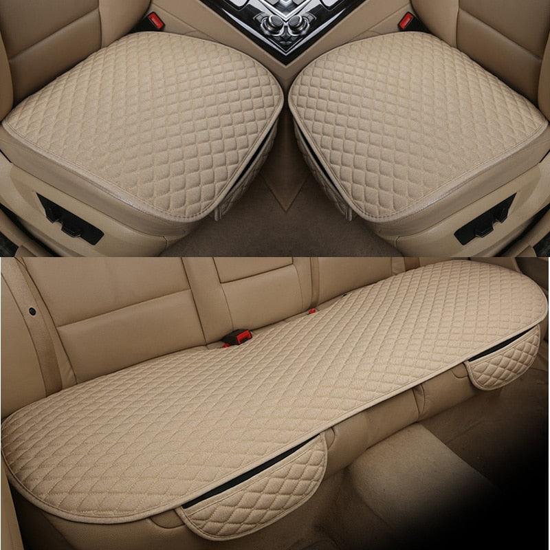 Flax Car Seat Cover Front Rear Linen Fabric Cushion Breathable Protector Mat Pad Universal Auto Interior Styling Truck  Car Seat Cushion Breathable Comfort Universal for Most Vehicles Automotive Interior Seat Protector Without Binding Pad Linen Mat Car In