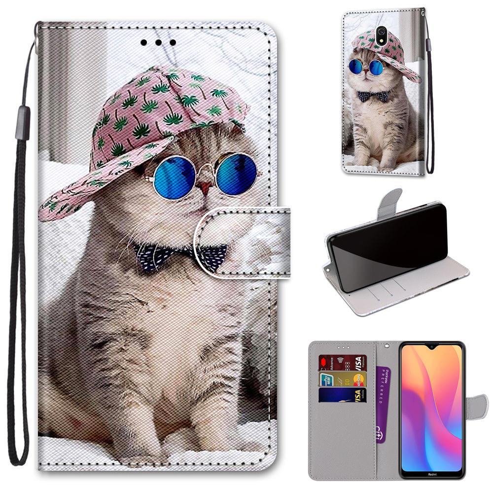 Flip Case For Xiaomi Redmi Note 8 Pro 7 8T note4 4X Phone Case Leather Wallet Book Cute Cat Cover For Redmi 8 8A 7 7A 4 4X Cases Leather Wallet Flip Card Slots Holder Cover Side Pocket Shockproof Protective Magnetic Closure Bumper Phone Cases