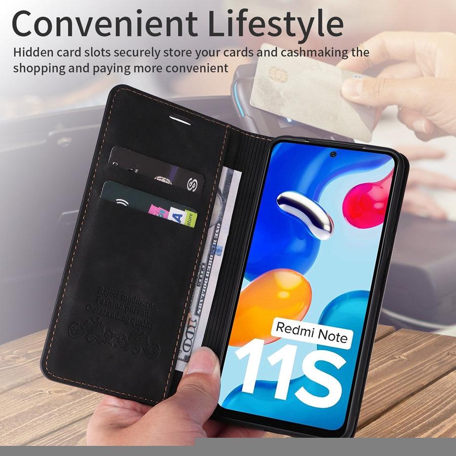 Flip Leather RFID Blocking Wallet Case For Xiaomi Redmi Note 11 10 9 8 7 10C 10A 9 9A 9C 9T 8 Xiaomi Poco X3 X4 NFC M3 M4 Pro F3 Magnetic Leather Wallet Card Slots Phone Case Flip Bumper Protective Cover