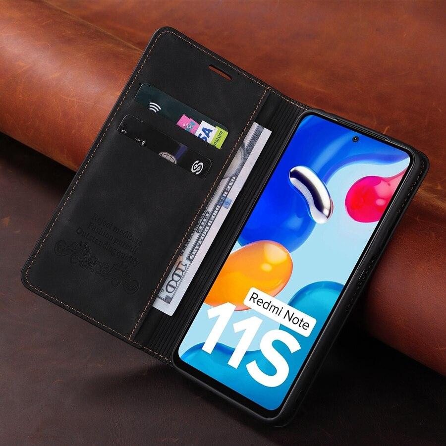 Flip Leather RFID Blocking Wallet Case For Xiaomi Redmi Note 11 10 9 8 7 10C 10A 9 9A 9C 9T 8 Xiaomi Poco X3 X4 NFC M3 M4 Pro F3 Magnetic Leather Wallet Card Slots Phone Case Flip Bumper Protective Cover