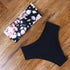 Floral Bikini Set Swimsuit High Waist Bathing Suit Black Swimwear Women Push-Up Leaf Women's Strapless High Waist Bikini Swimsuits Lace Up 2 Pieces Bathing Suit Swimwear