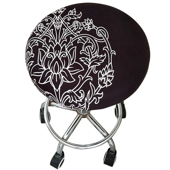 Floral Printed Round Chair Cover Bar Stool Elastic Seat Cover Home Chair Slipcover Anti-dirty Case Removable Chair Protector Stretch Round Bar Stool Covers Washable Stool Cushion Slipcover Elastic Bar Chair Covers