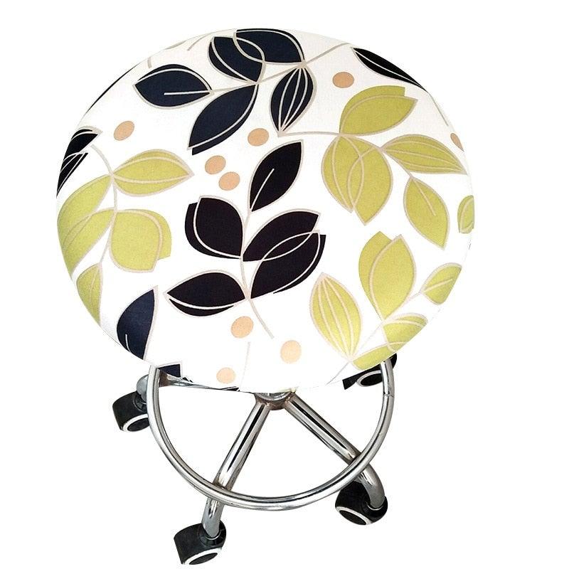 Floral Printed Round Chair Cover Bar Stool Elastic Seat Cover Home Chair Slipcover Anti-dirty Case Removable Chair Protector Stretch Round Bar Stool Covers Washable Stool Cushion Slipcover Elastic Bar Chair Covers